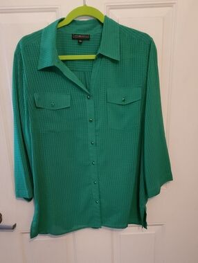 Elementz Green 3/4 Sleeve Button Front Shirt